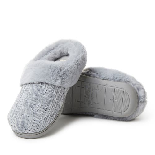 Dearfoams Womens Claire Cable Knit Chenille Clog Slipper In Sleet