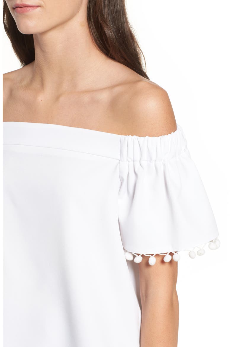 Pompom Off the Shoulder Top, Alternate, color, VELLUM