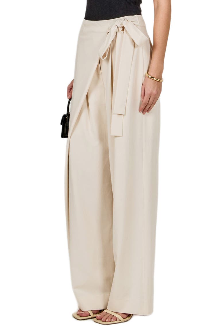 Faux Wrap Wide Leg Pants, Alternate, color, IVORY