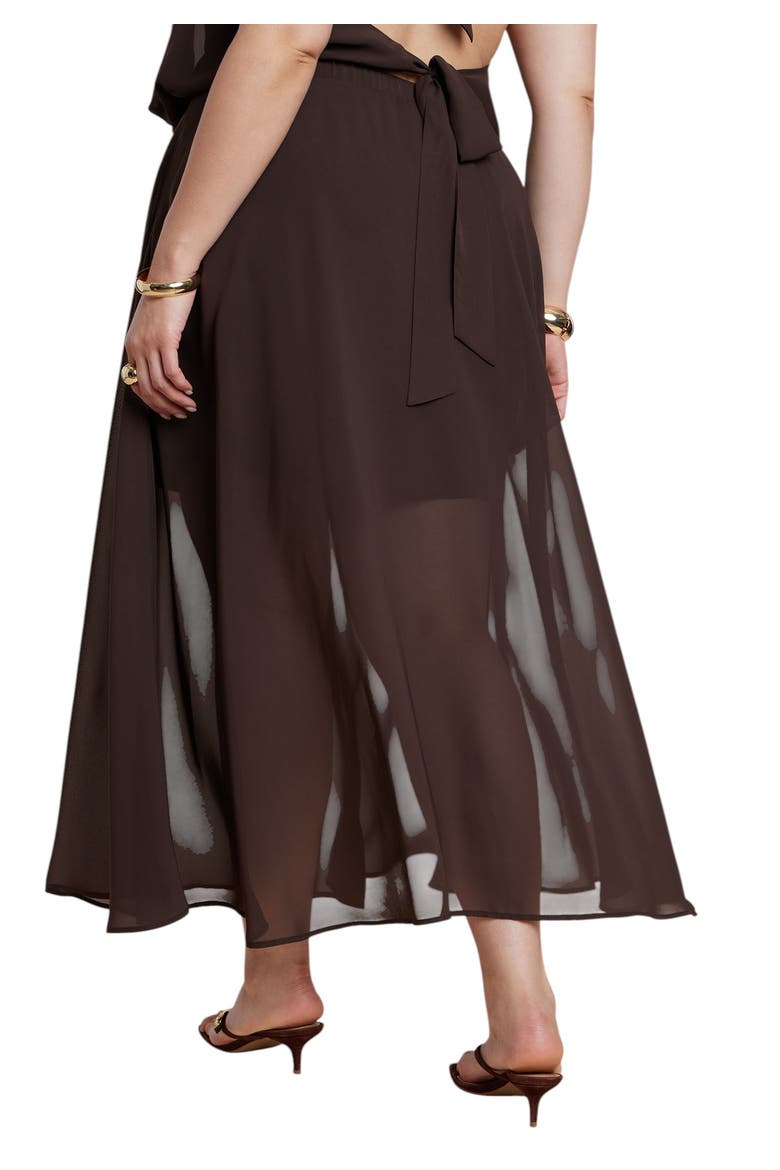 Semi Sheer Chiffon Circle Skirt, Alternate, color, CHICORY COFFEE