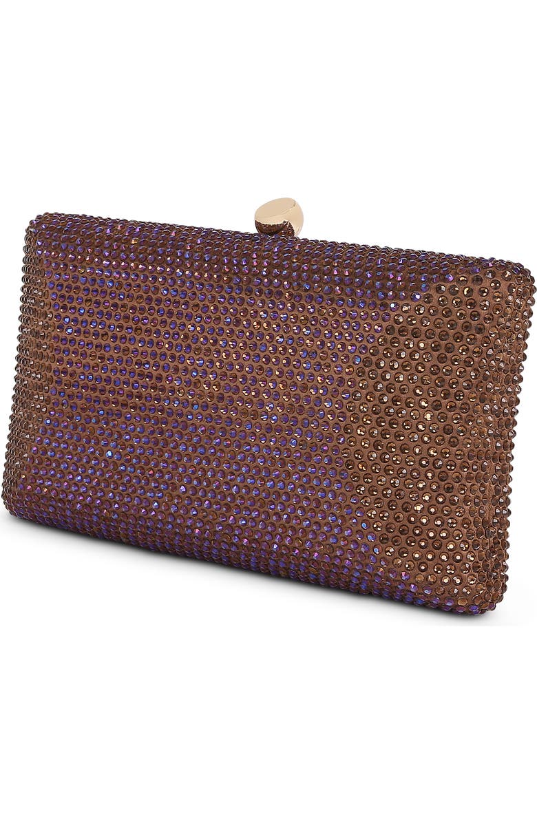 Jewel Badgley Mischka Nia Fully Crystal Beveled Minaudiere, Alternate, color, Brown