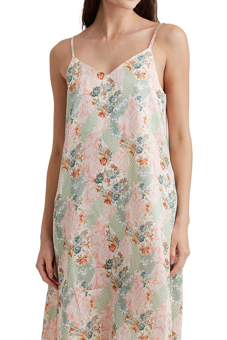 Sasha Paisley Floral Silk Nightgown, Alternate, color, ENGLISH ROSE