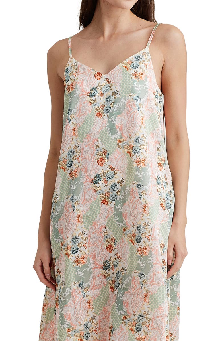 Papinelle Sasha Paisley Floral Silk Nightgown, Alternate, color, 