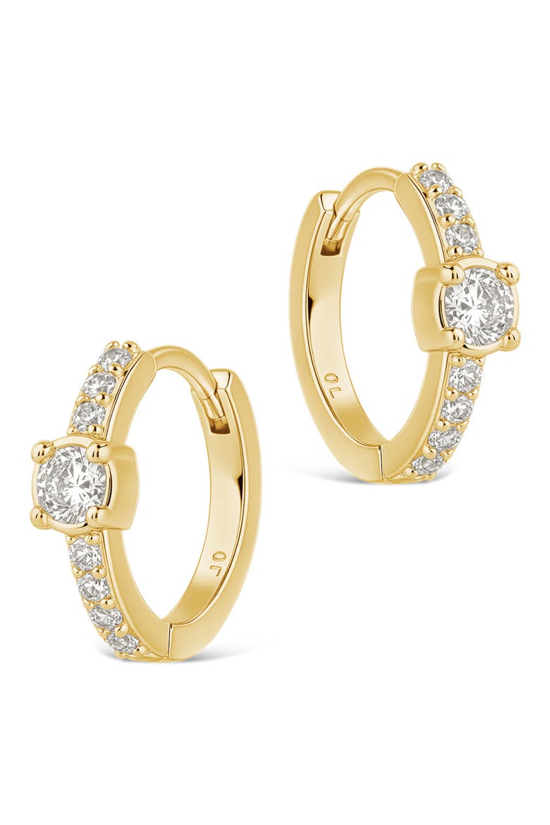 Pavé Cubic Zirconia Hoop Earrings, Alternate, color, GOLD