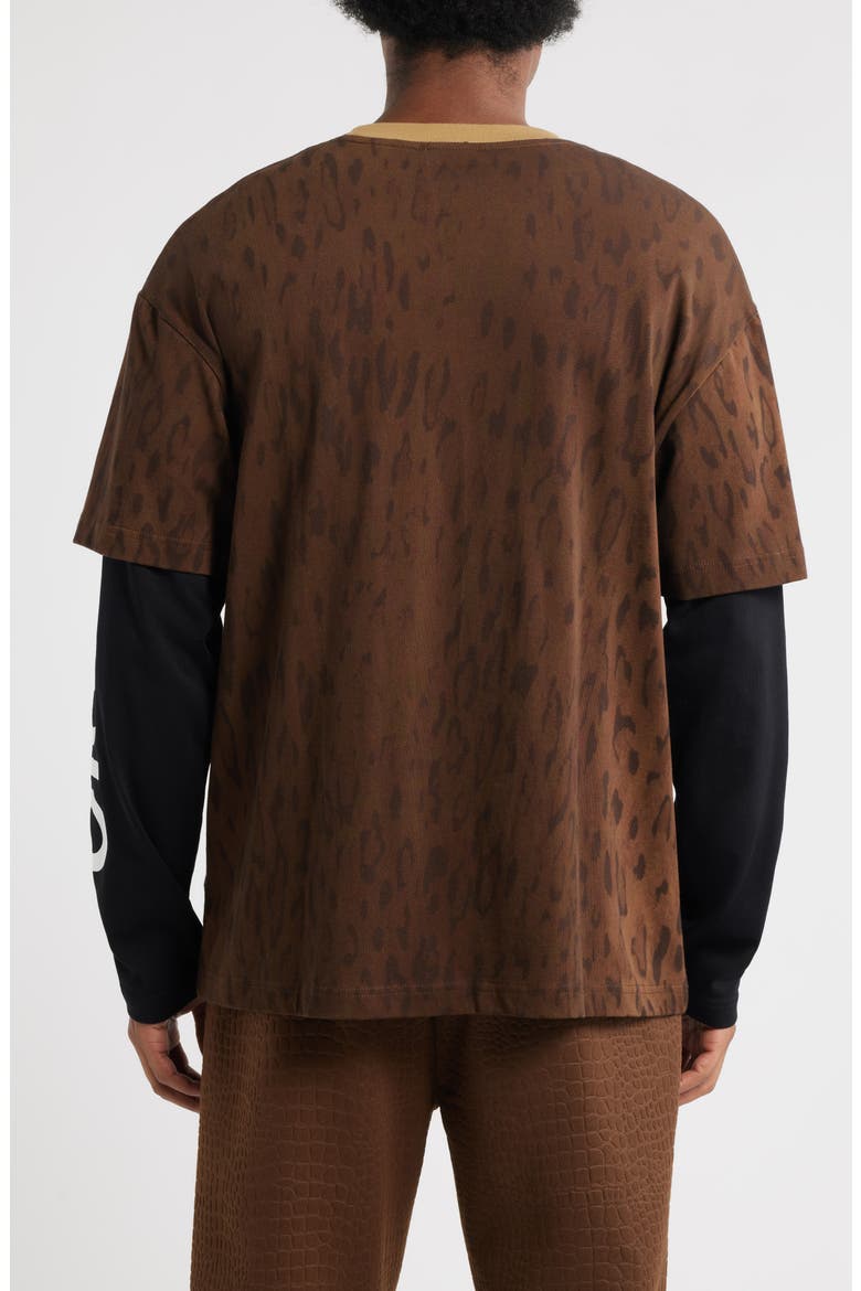 Preda Layered Look T-Shirt, Alternate, color, BROWN