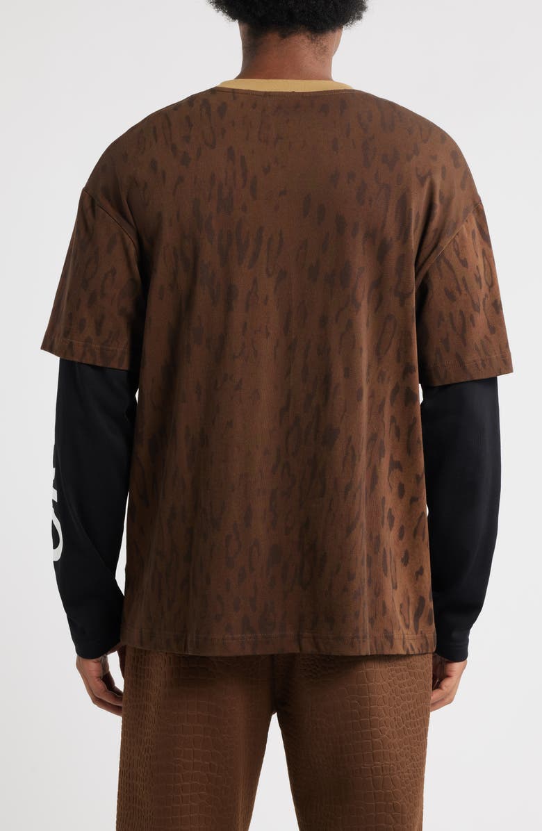 SANTO STUDIO Preda Layered Look T-Shirt, Alternate, color, Brown