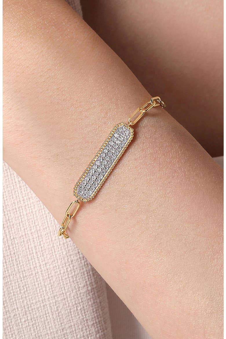 Pavé Diamond Tag Bracelet, Alternate, color, GOLD