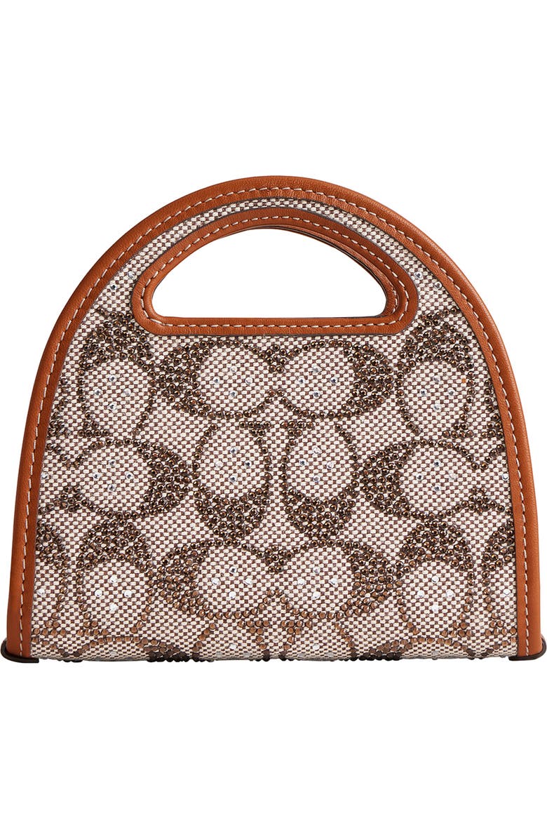 COACH Crystal Signature Jacquard Top Handle Card Holder, Alternate, color,