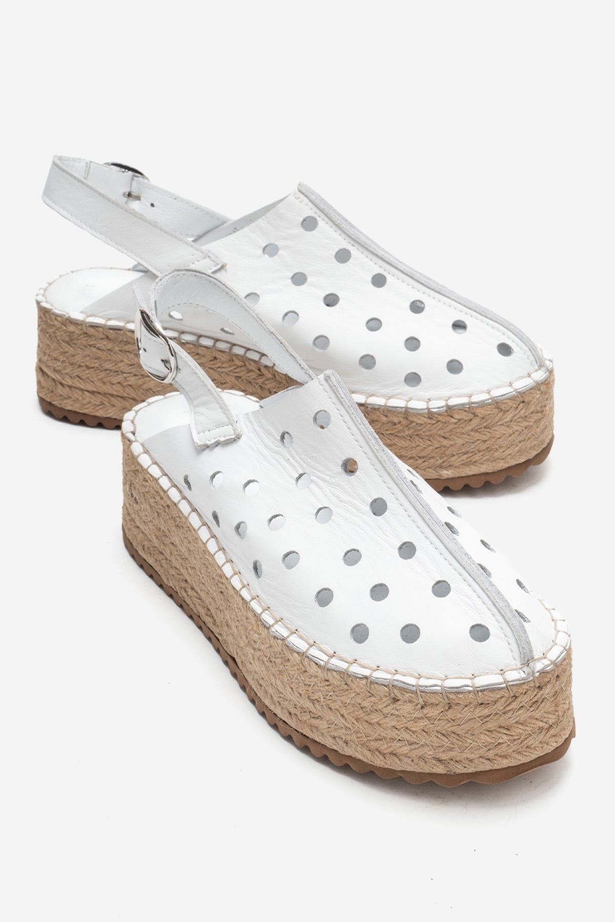 Fraga Leather Wedge Sandal, Alternate, color, White