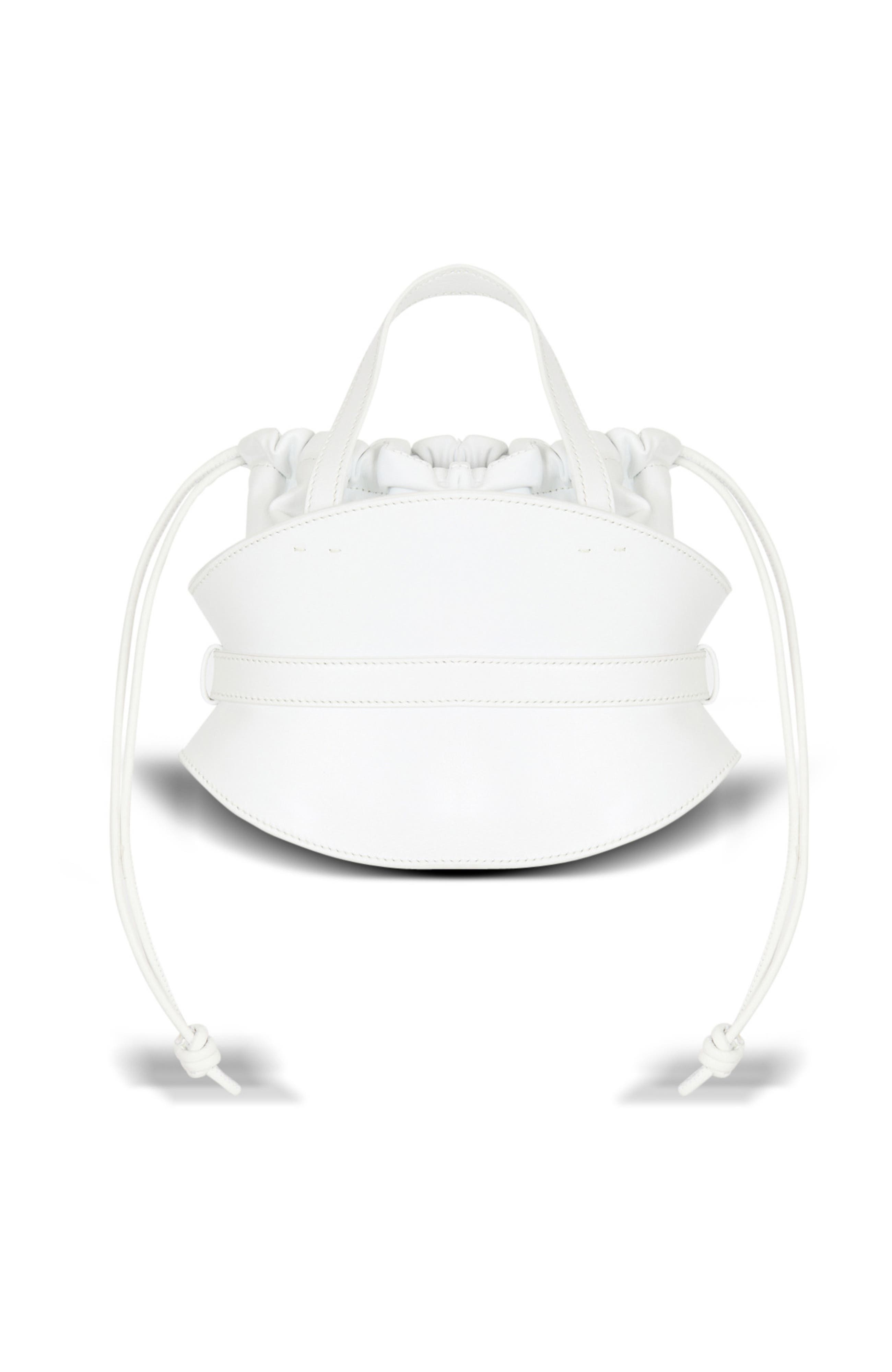 Balmain Shuffle Mini bag in calfskin leather, Alternate, color, White