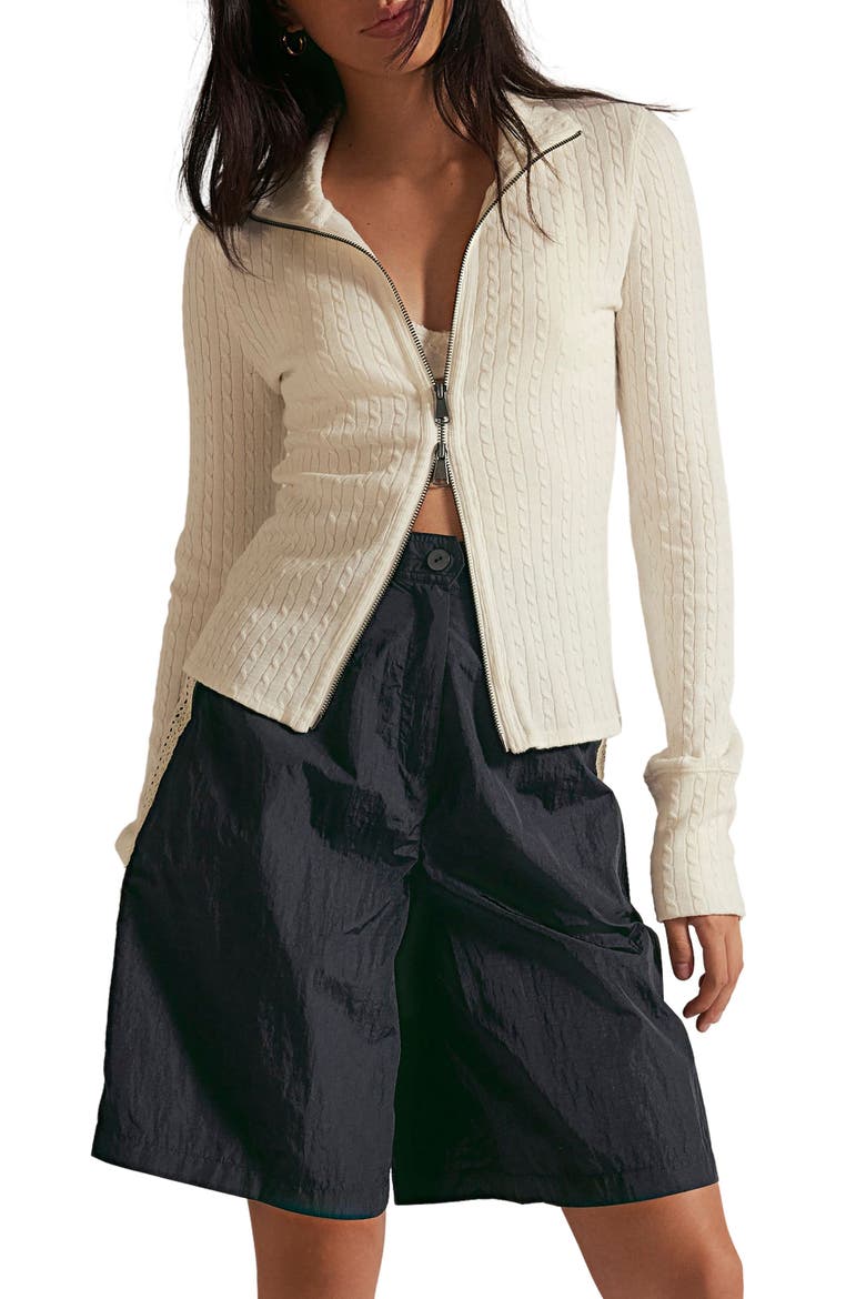 Brunch GIrl Zip Cardigan, Main, color, CLEAN IVORY