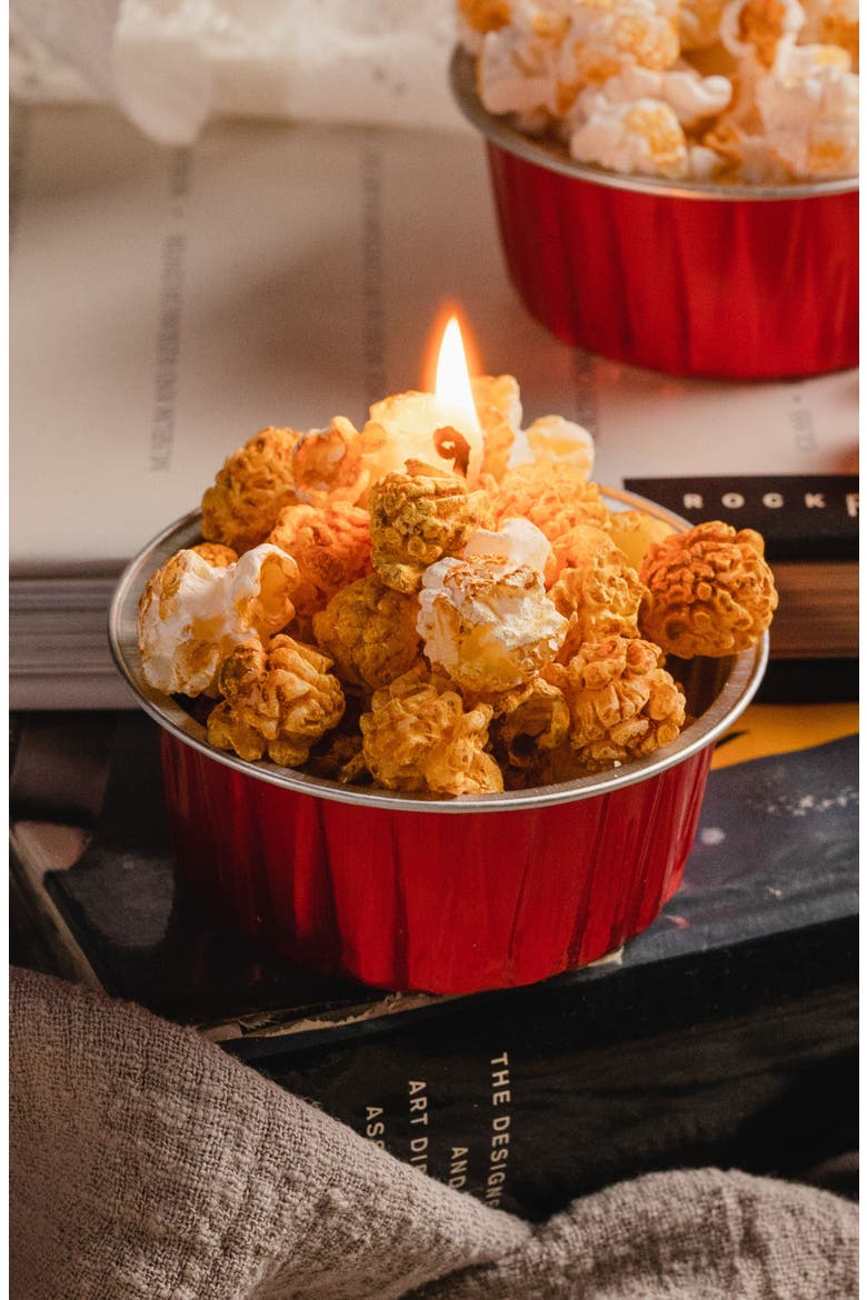 Popcorn Candle Bowl, Alternate, color, Caramel
