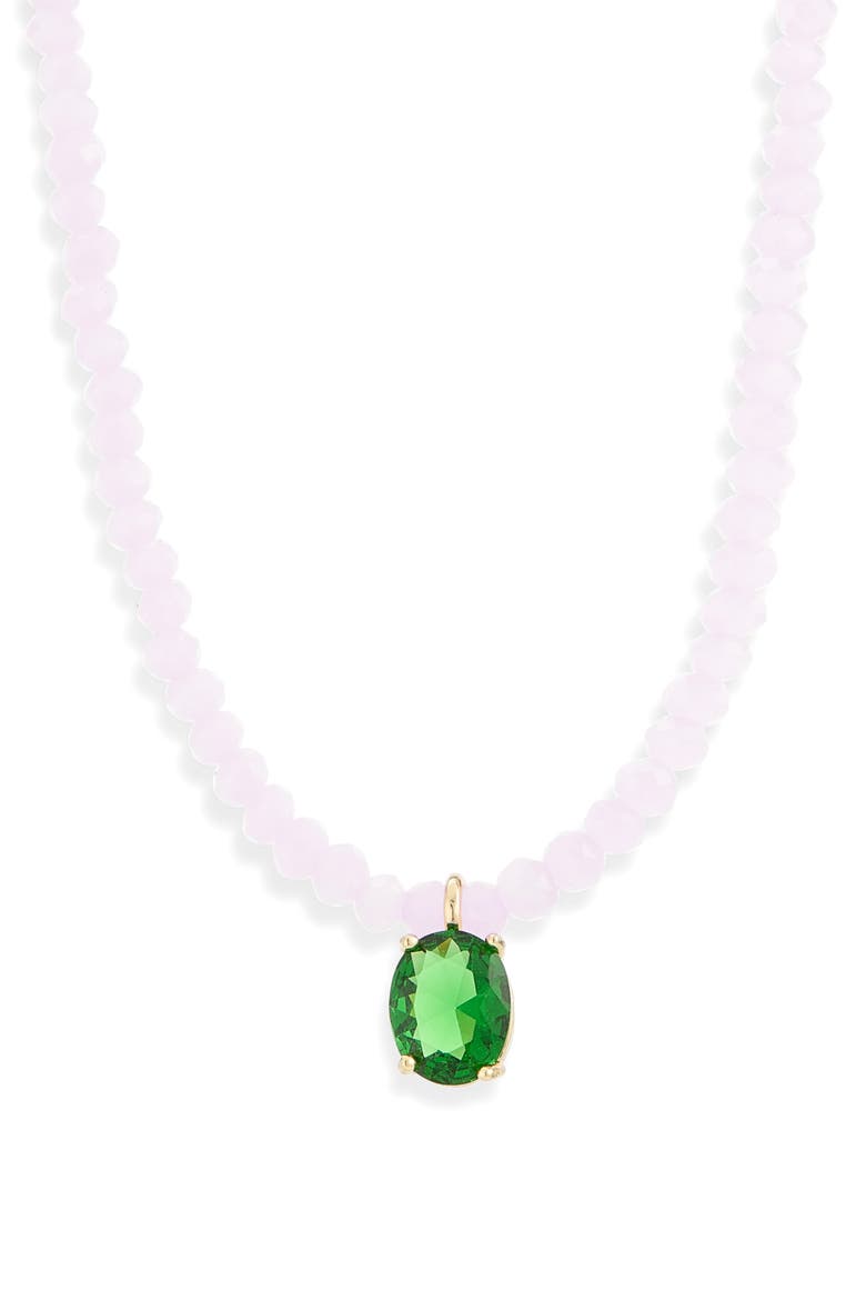 Oval Pendant Bead Necklace, Alternate, color, GREEN- PINK- GOLD