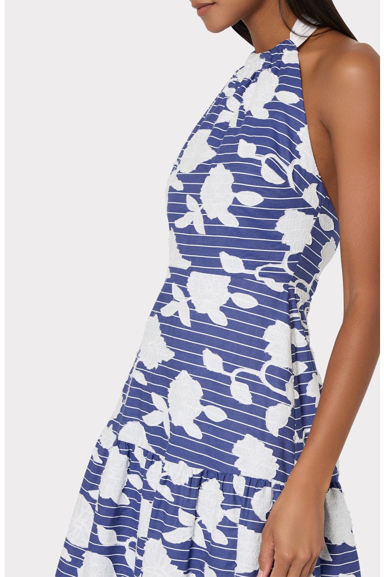Hayden Floral Embroidered Halter Midi Dress, Alternate, color, BLUE/ WHITE