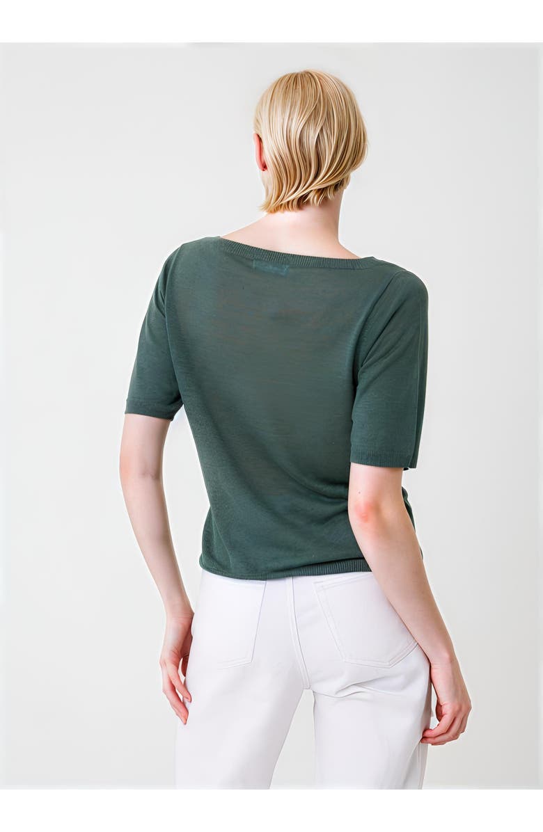 Majestic Filatures Linen Knit Elbow Sleeve Boatneck Shirt, Alternate, color, Agave