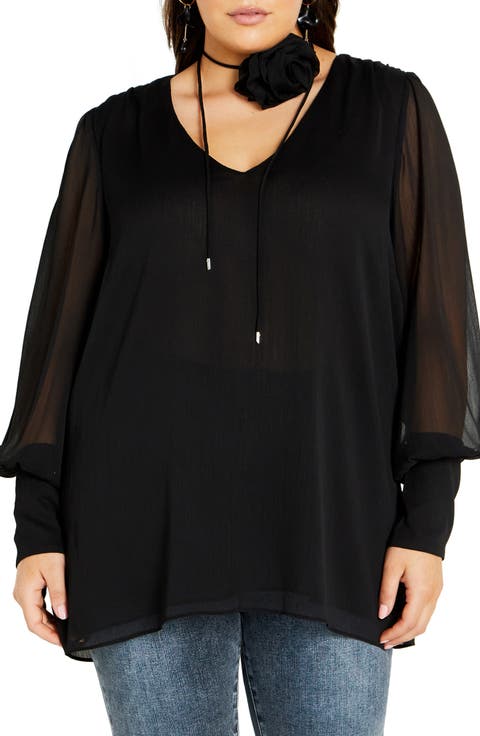 Chiffon Cold Shoulder Print V Neck Openwork Plus Size Tops Chiffon Cold Shoulder Print V Neck Openwork Plus Size Tops