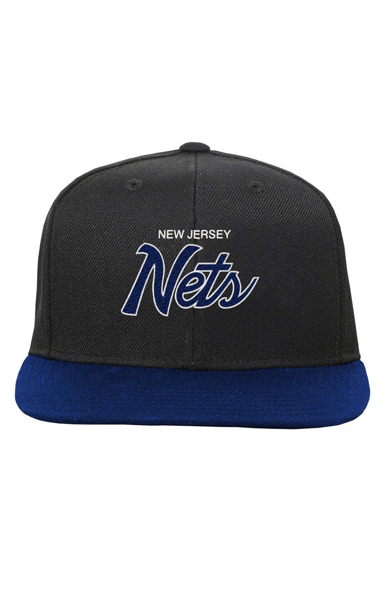 Mitchell & Ness Youth Mitchell & Ness Black New Jersey Nets Team Script Snapback Hat, Alternate, color, Black