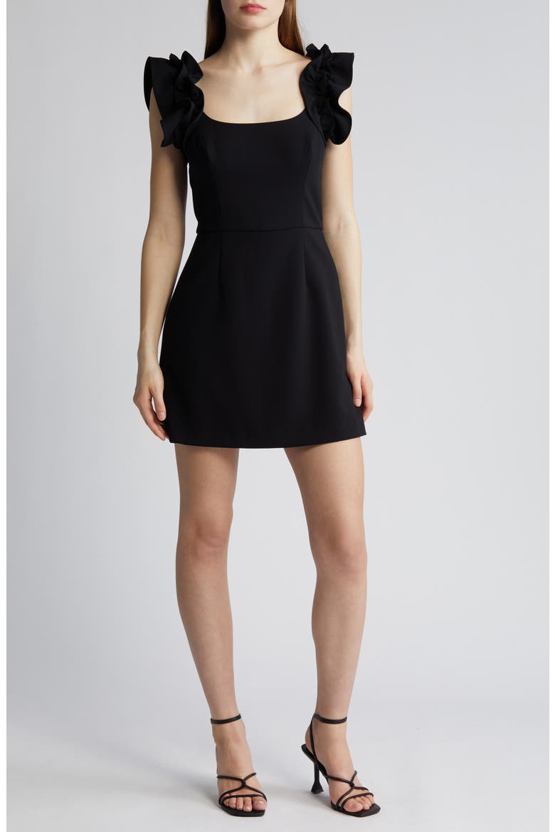 Whisper Ruffle Sleeve Minidress, Main, color, BLACKOUT