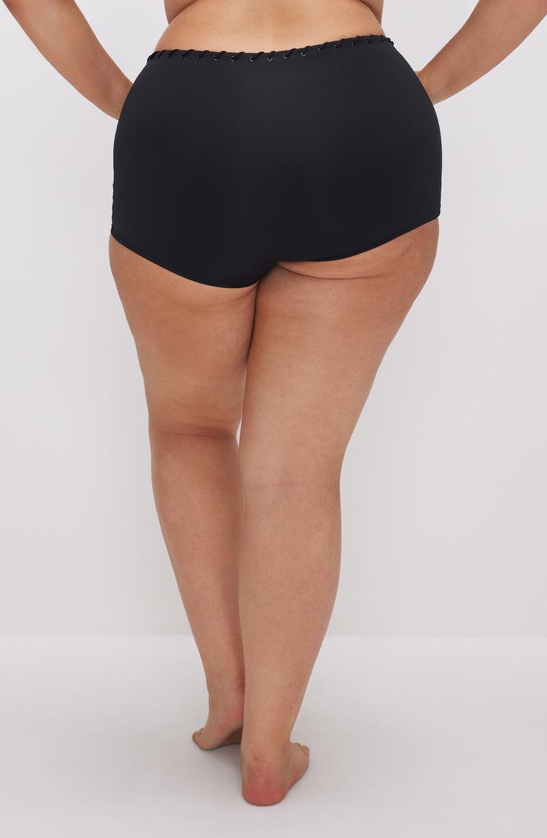 Good American Whipstitch Boy Short Bikini Bottoms, Alternate, color,