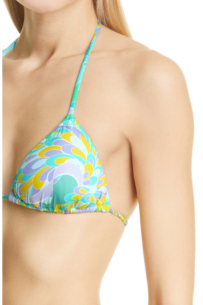 Lily Print Triangle Bikini Top, Alternate, color, TURQUOISE WISTERIA
