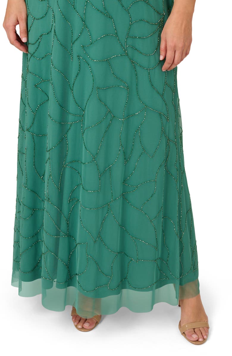 Adrianna Papell Beaded Mesh Blouson Gown, Alternate, color,