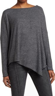 GO COUTURE Assymetrical Hem Dolman Sleeve Sweater