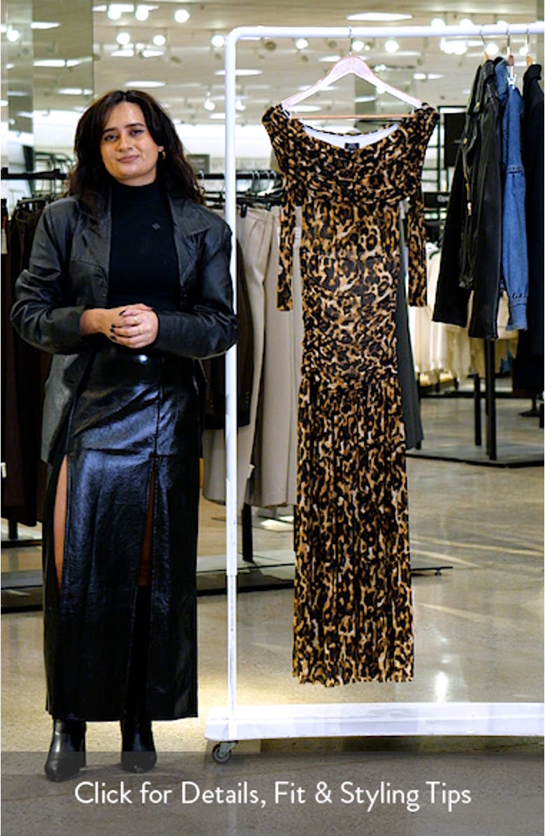 Emmeline Leopard Print Off the Shoulder Maxi Dress, sales video thumbnail