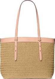 Kate Spade New York large do it all straw & leather tote