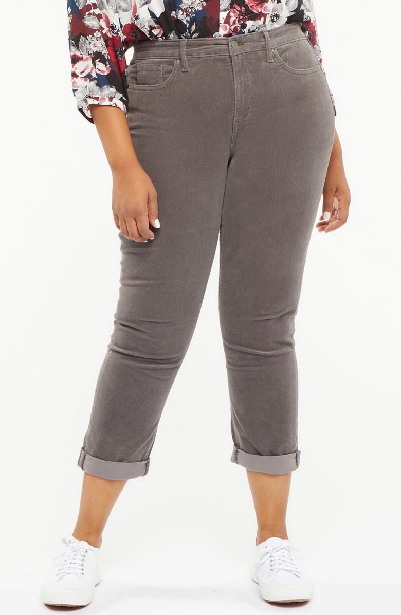 NYDJ Margot High Waist Fine Wale Corduroy Pants, Main, color, Volcanic Glass