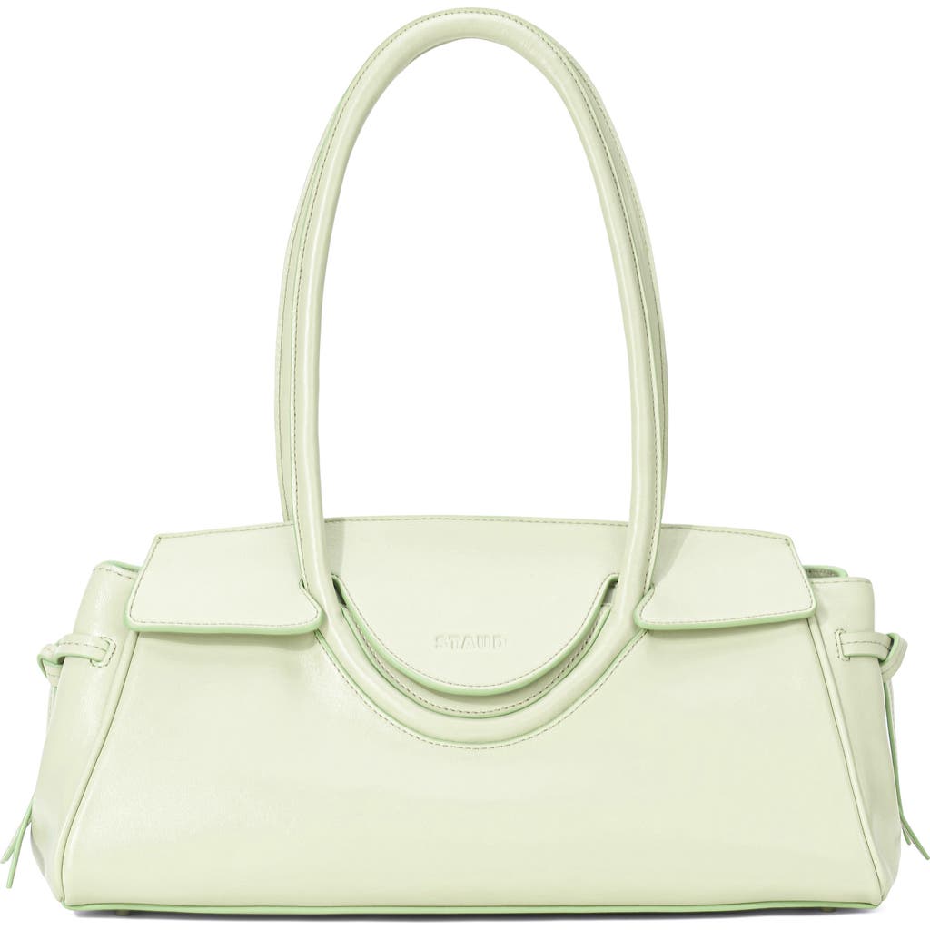 Staud Maude Fold-over Flap Leather Shoulder Bag In Pale Jade