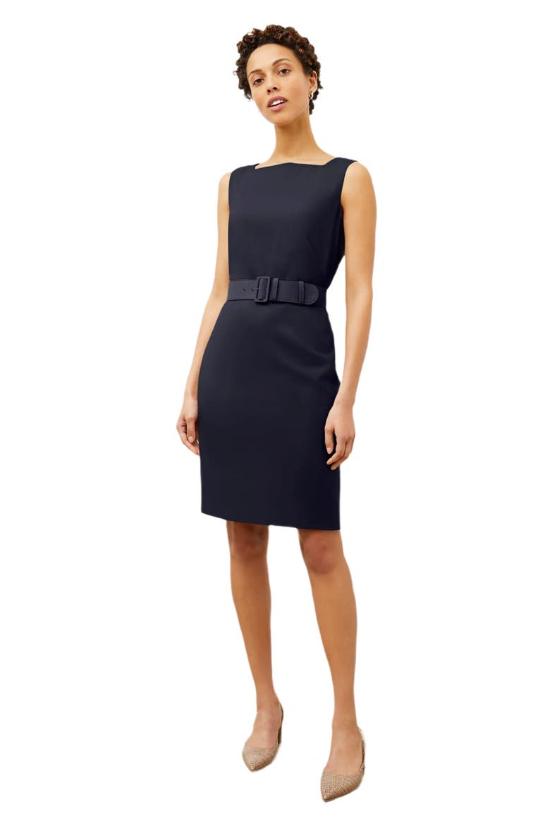 Cynthia Italian Wool Twill Dress, Main, color, Dark Navy
