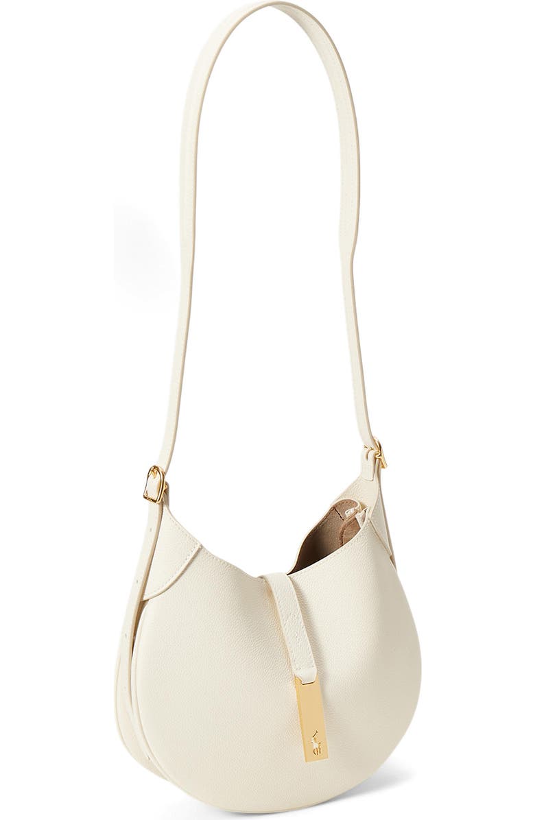 Polo Ralph Lauren Small Polo ID Grain Leather Shoulder Bag, Alternate, color, Ivory