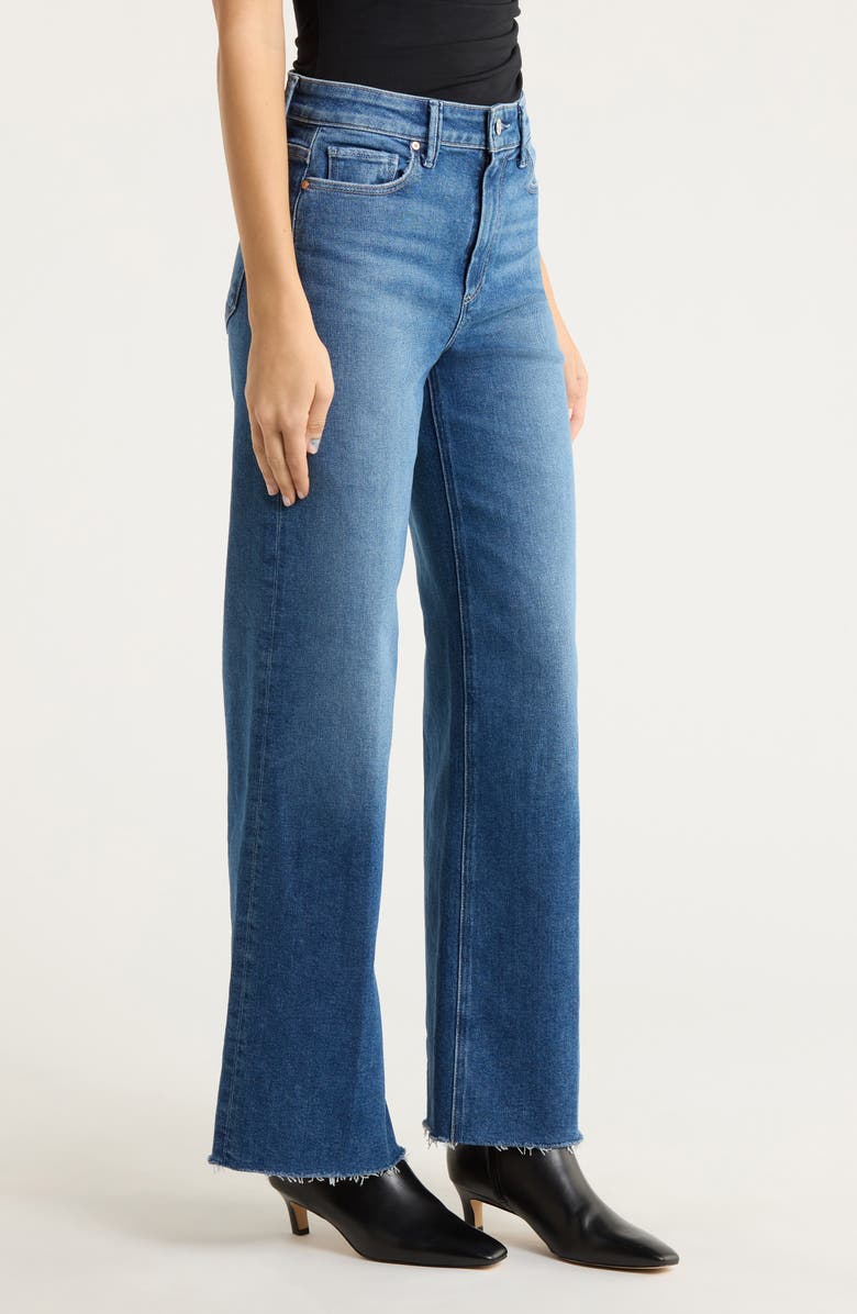 PAIGE Anessa High Waist Raw Hem Wide Leg Jeans, Alternate, color, Hackney