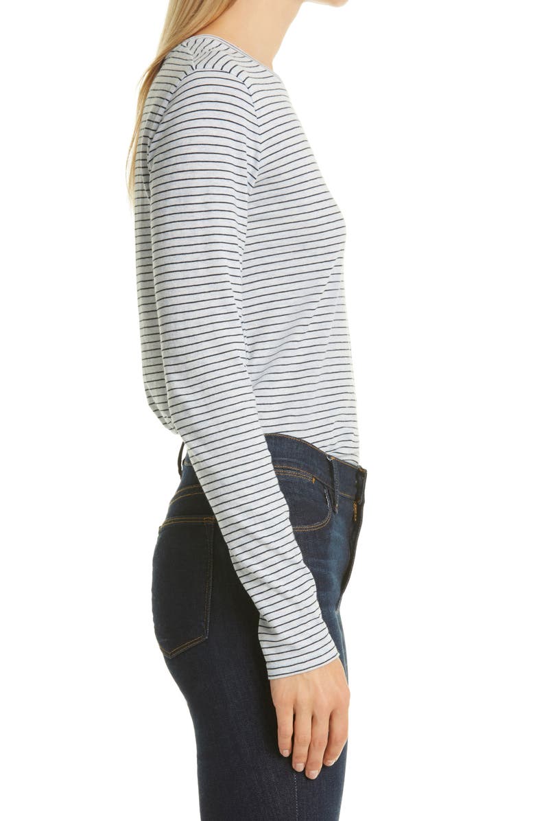 Vince Essentials Pencil Stripe Crewneck T-Shirt, Alternate, color, Heather Powder Blue/Coastal