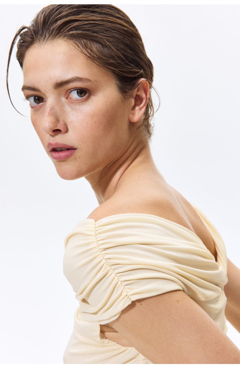 H&M Gathered Off-the Shoulder Top, Alternate, color, Yellow