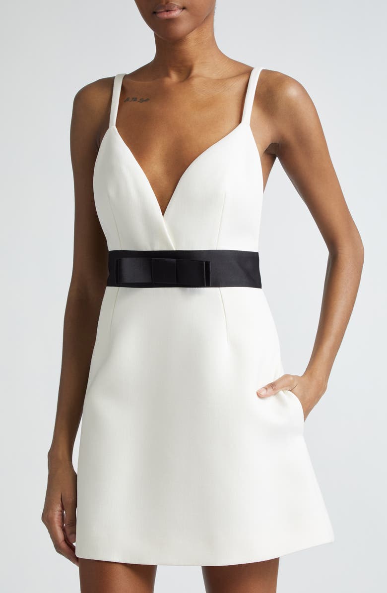 Dolce&Gabbana Bow Waist Wool Blend Minidress, Alternate, color,