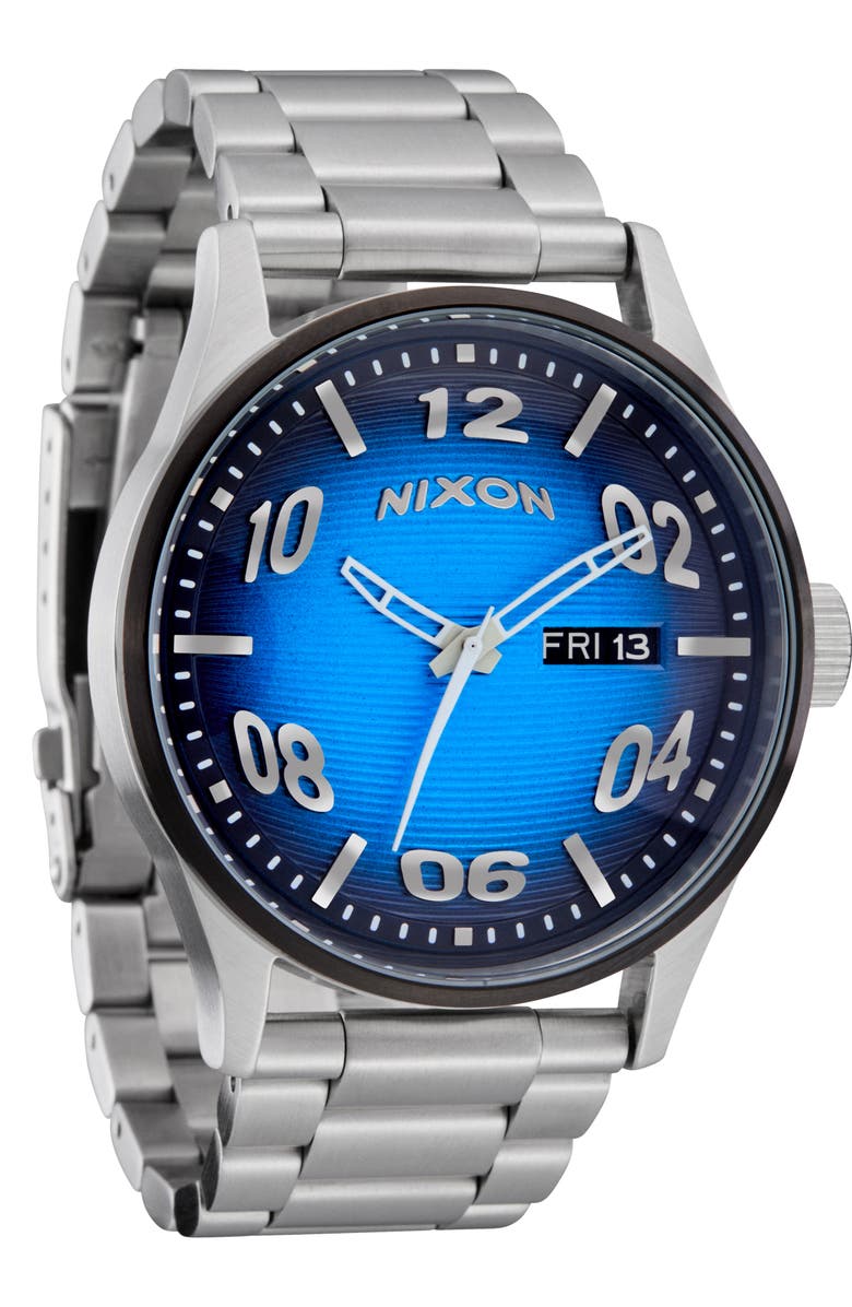Nixon The Sentry Fisheye Bracelet Watch, 42mm, Main, color, Fisheye / Silver / Polar Blue