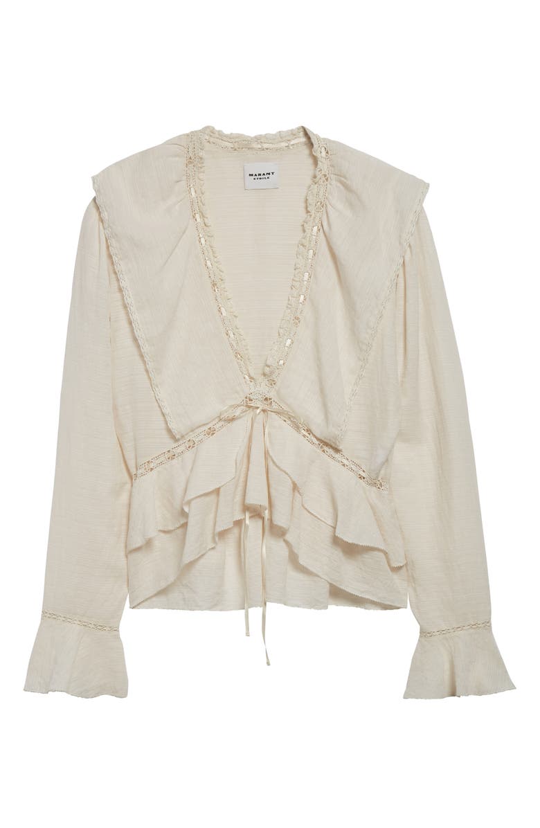 Isabel Marant Étoile Damienne Cotton & Linen Blend Peplum Top, Alternate, color, Ecru