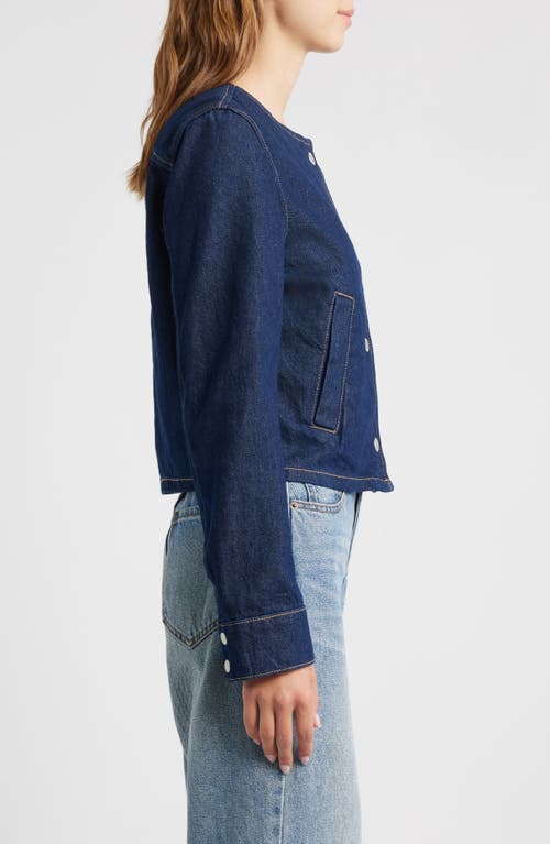Mango Peppa Crop Denim Jacket In Blue