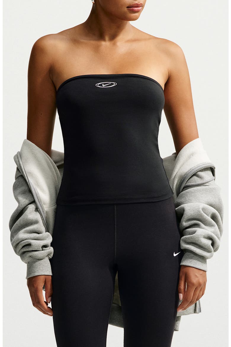 Performance Strapless Tube Top, Main, color, BLACK/ METALLIC SILVER