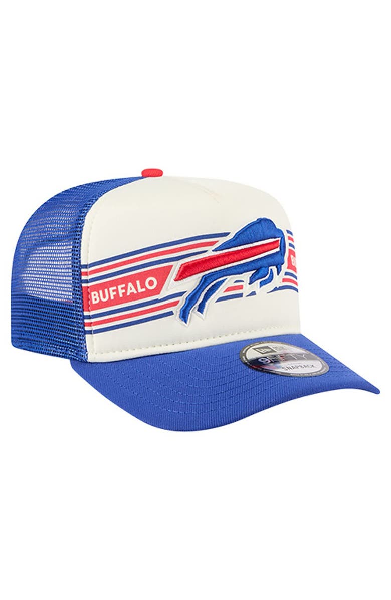 New Era Men's New Era Cream/Royal Buffalo Bills Banner A-Frame 9FIFTY Trucker Snapback Hat, Alternate, color, Cream