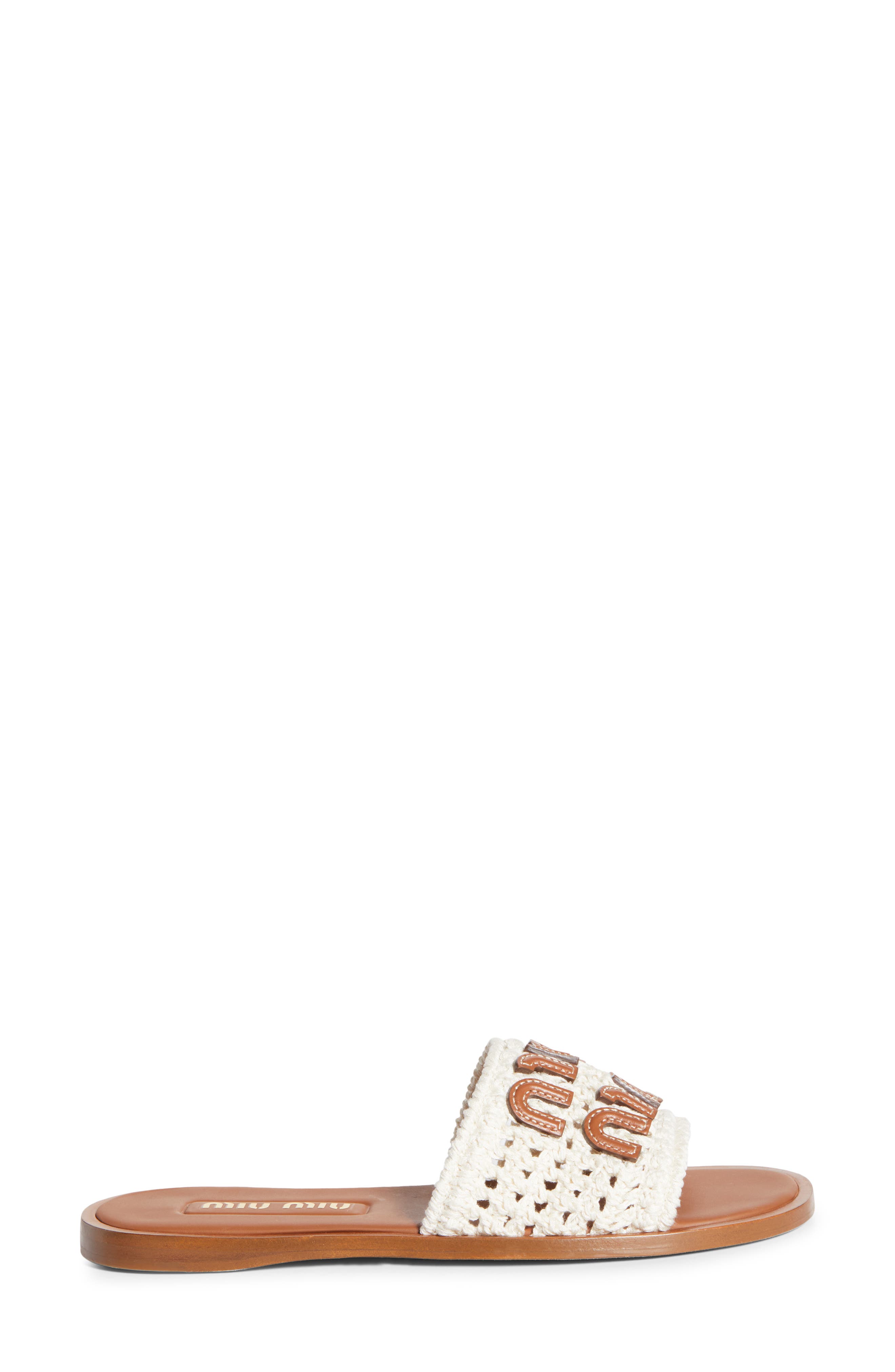 Miu Miu Crochet Slide Sandal, Alternate, color, Off White