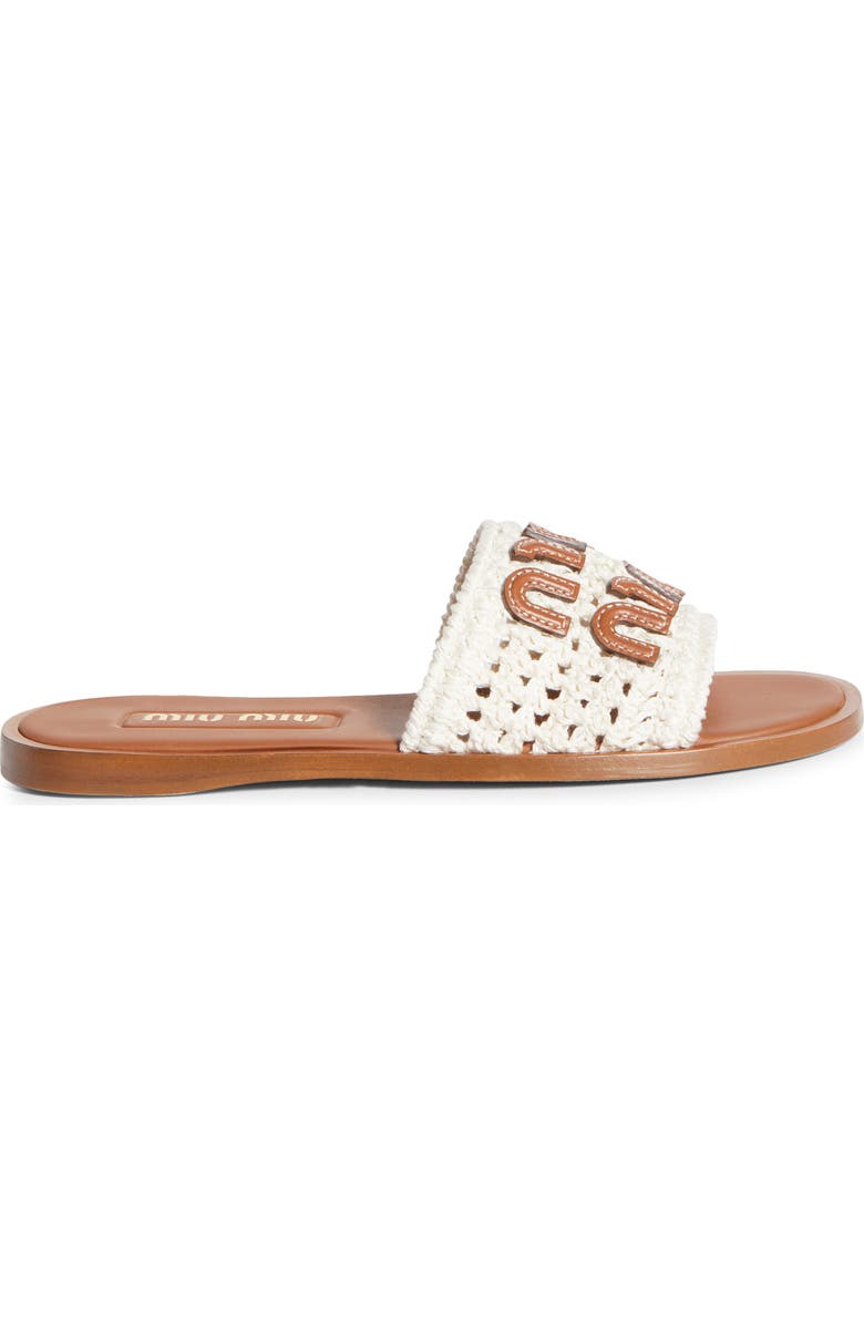 Miu Miu Crochet Slide Sandal, Alternate, color, Off White