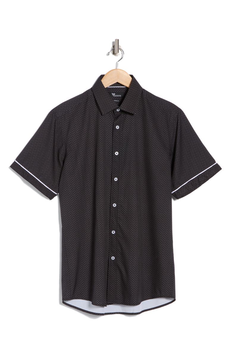 T.R. PREMIUM Tipped Short Sleeve Button-Up Shirt, Alternate, color,