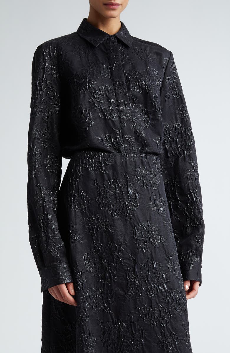 PARTOW Jada Floral Textured Silk Blend Button-Up Shirt, Main, color, 