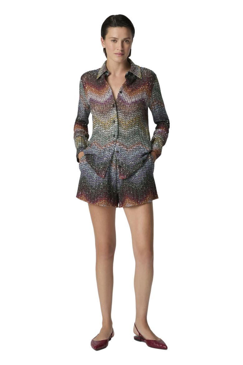 Shorts In Viscose Lamé Blend With Sequins, Main, color, Multicoloured