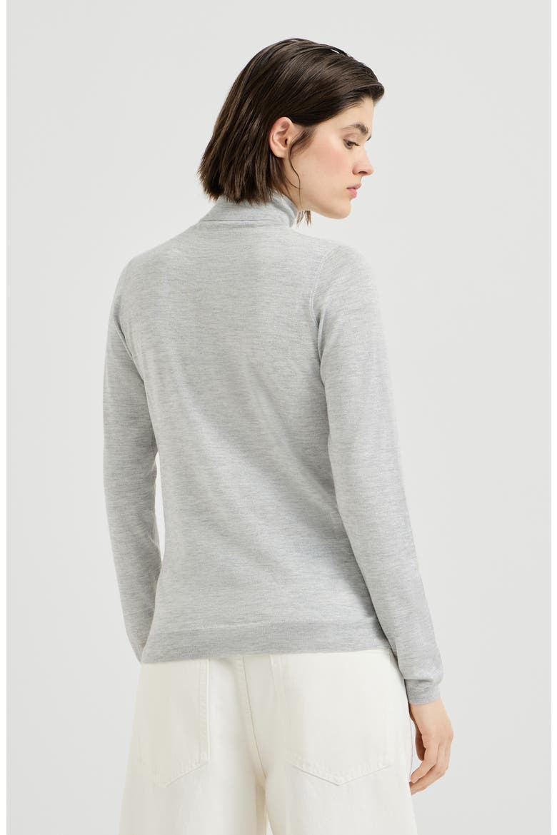 Sparkling cashmere and silk lightweight turtleneck sweater, Alternate, color, Pebble