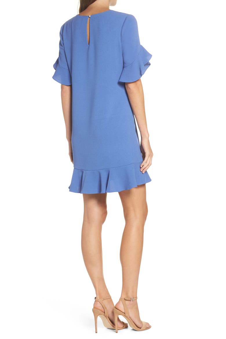 Ruffle Detail Shift Dress, Alternate, color, BLUE JEAN
