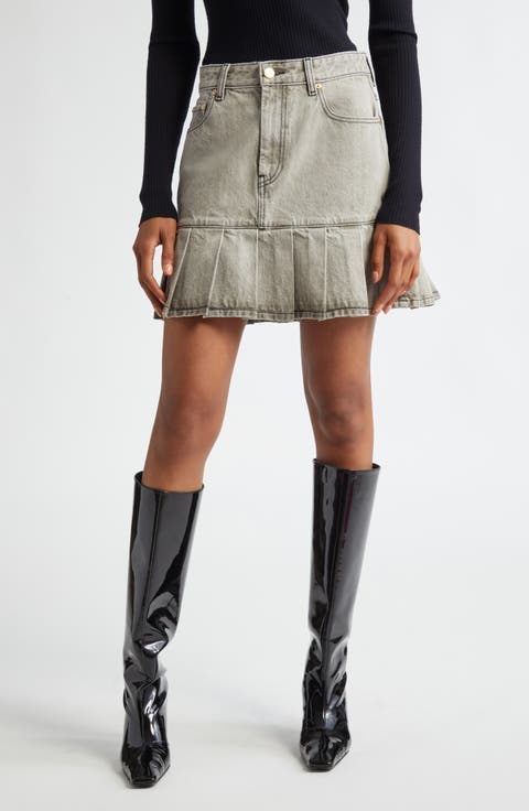 Future Pleat Denim Miniskirt
