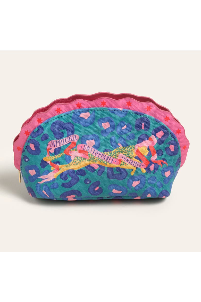 Meilin Makeup Bag 8" x 3" Travel Essential, Main, color, Blue - Pink
